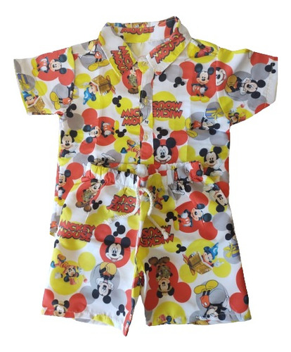 Roupa Conjunto Estampado Mickey Camisa Camiseta Mauricinho