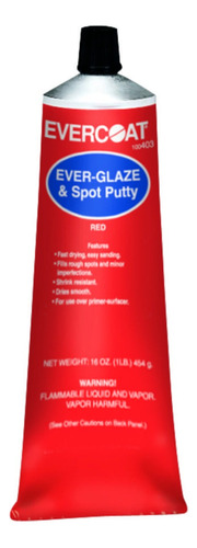 Ever-glaze & Spot Putty Red, Evercoat 454g; 16 Oz