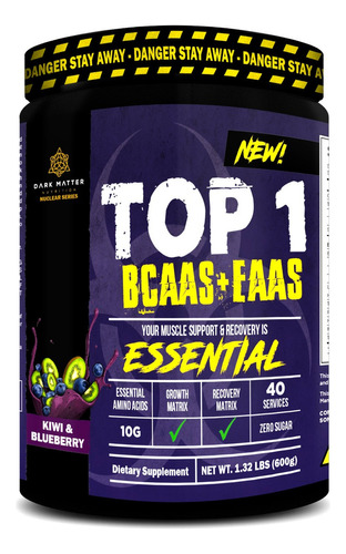 Dark Matter Top Bcaa's + Eaas 40 Serv 1.32lbs (600g) Sabor Kiwi & Blueberry