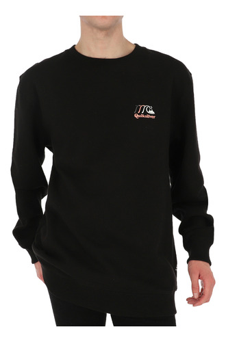 Poleron Quiksilver Big Logo Crew Neck Hombre Black