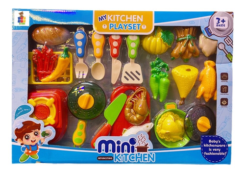 Juego De Cocina Con Accesorios Comida Simulada Kitchen 23pz