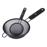 Colador 16 Cm Plástico Mango Negro Para Hogar Cocina