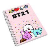 Bt21 Rosa Musica K-pop Libreta De Dibujo Pasta Dura