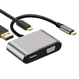 Hub Tipo C Para Hdmi Vga+ Usb 3.0 + Pd 4k Adaptador 4 In 1 F