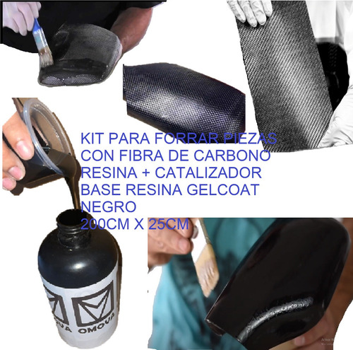 Kit Forrar Fibra De Carbono Real Tela 200x25cm + Kit Resinas