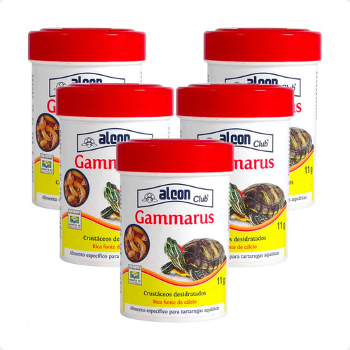 5 Alcon Gammarus Ração Para Tartarugas Aquáticas Pote - 11g