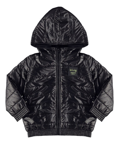 Jaqueta Puffer Preta Infantil Menino Loluig Marlan