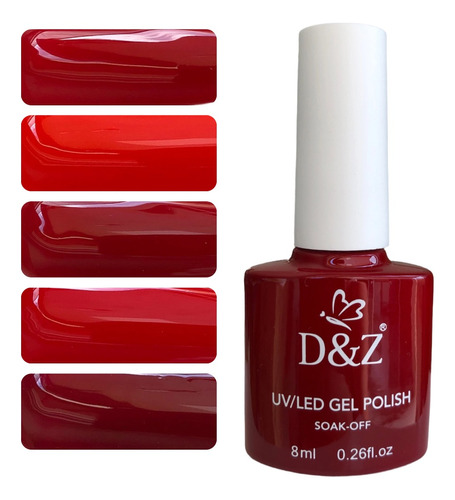 Esmalte Em Gel Kit Vermelhos Led/uv Cabine Red D&z Lirió 