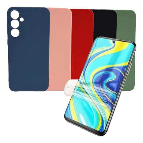 Funda De Silicona Con Felpa + Film Hidrogel Para Samsung