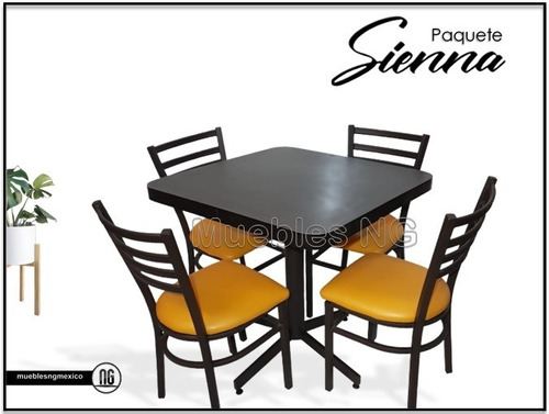 Juego De 4 Sillas Y Mesa Comedor P Restaurante Económico Sna