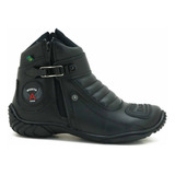 Bota Coturno Motociclista Protetor De Marcha Couro Atron 