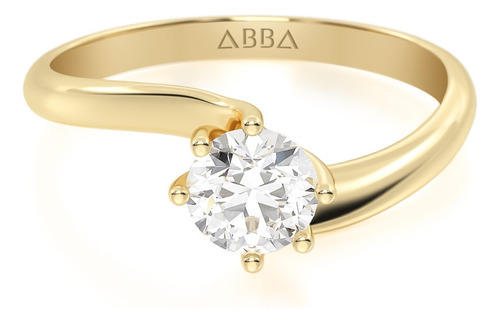 Anillo Compromiso Moissanita Oro 14k Curvo Abba Joyas