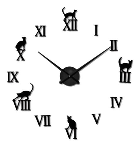 Reloj De Pared Tamaño 50 X 50 Cm 3d Color Negro Decoracion