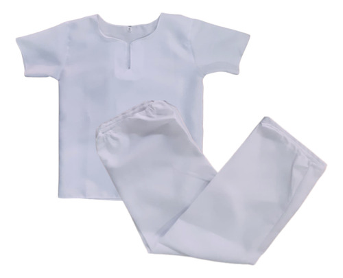 Conjunto Infantil Masculino Branca Candomblé Umbanda 2 Peças