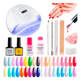 Kit Uñas Semipermanente Completo Manicura Cabina 80w Uv Led