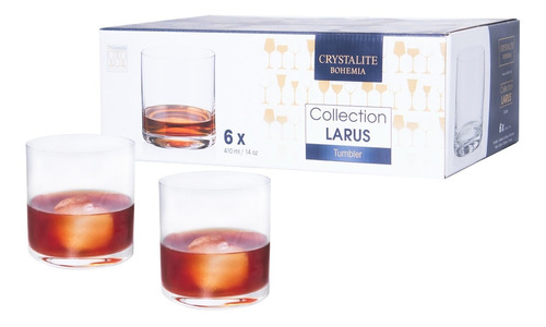 Vaso 410ml X6 Whisky Cristal Bohemia Crystalite Larus 