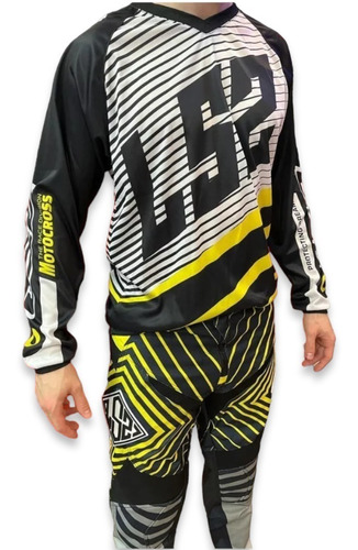 Conjunto Equipo Motocross Ls2 Mx  Amarillo, Negro Y Blanco