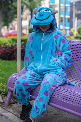 Kigurumi O Disfraz, Pijama Sully Color Azul Suave Y Térmica