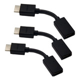 3 X Extensor Hdmi Macho X Hdmi Fêmea - 10 Centímetros