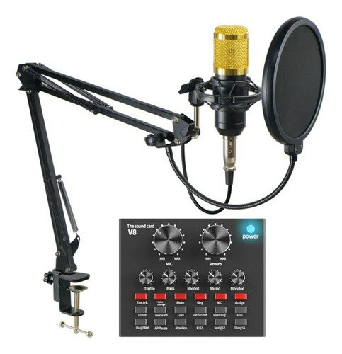 Kit Interface Mesa V8 + Microfone Bm800 Com Braço Articulado