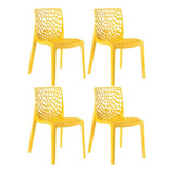 4 Cadeiras Gruvyer Cozinha Jantar Higlopp Coloridas Cores Cor Da Estrutura Da Cadeira Amarelo