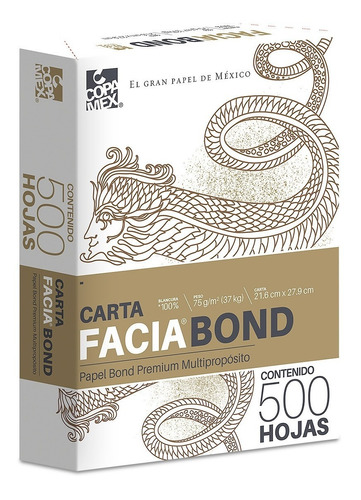 Papel Facia Bond Blanco Carta - 1 Paquete Con 500 Hojas