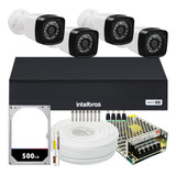 Kit Dvr Intelbras 4 Canais H.265 4 Câmeras Full Hd 20 Metros