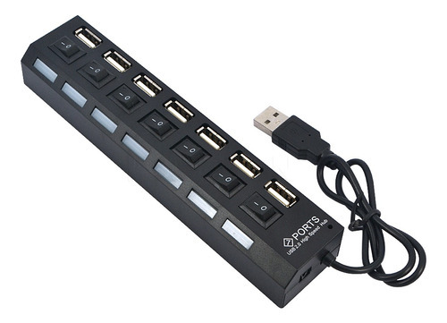 Regua Cabo Hub Usb 2.0 De 7 Portas Rápidas Extensão Usb Pc