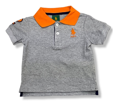 Playera Original Polo Club Cuello Naranja #2 Para Niño 