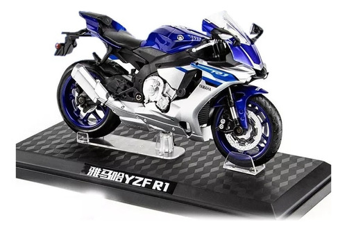 Yamaha R6 1:12 Miniatura Metal Moto Con Base