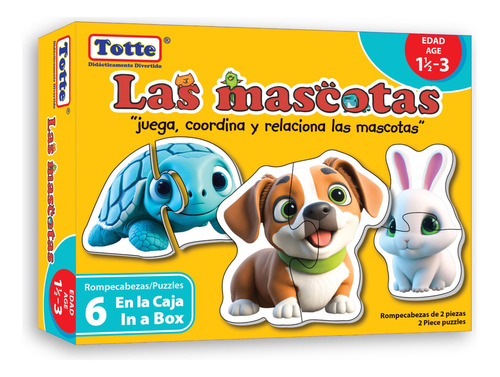 Rompecabezas Totte Las Mascotas Para Bebes | 12 Piezas Grandes, Gruesas Y Durables | Apto Para Uso Infantil