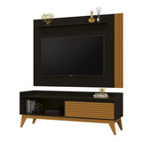 Rack Sala Painel Tv 55 Audax Preto/cedro Natural-móveisaqui