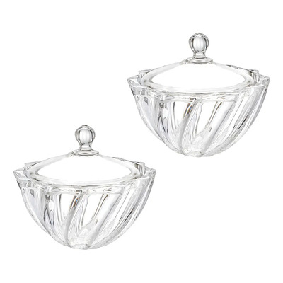 2 Bombonera Azucarera Dalia Chica Vidrio Cristal C\u002Ftapa Transparente | MercadoLibre