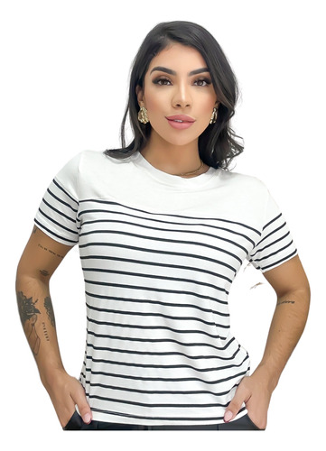 Blusa Blusinha Feminina T- Shirt Camiseta Listrada Promoção