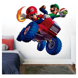 Vinilo Decorativo 3d Mario Bros 5. Calcomanía De Pared Kart. Color Multicolor