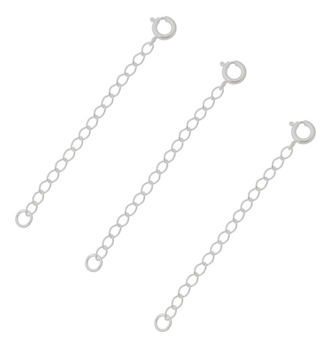 Três Extensores 6cm Pulseira Colar Tornozeleira Prata 925 