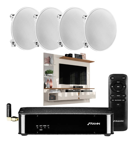 Som Ambiente Bluetooth Potência P/tv + 04 Arandelas + Sub