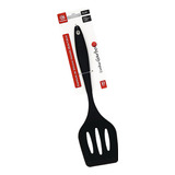 Espátula Silicone Vazada Chapeiro Fritura Utensílio Cozinha Cor Preto