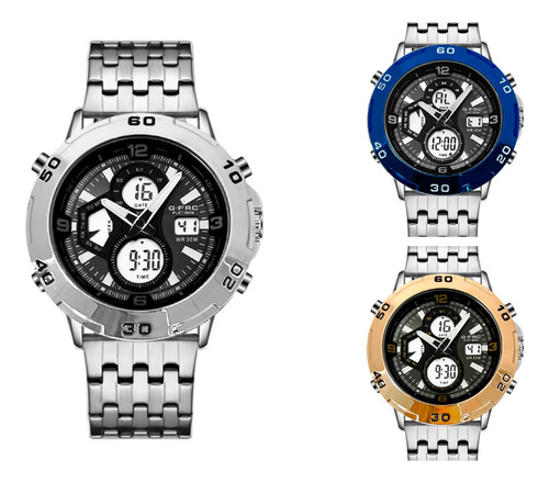 Reloj G-force Original Al172 Digital Acero Hombre + Estuche