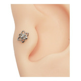 Piercing De Flor De Lotus Folheado A  Ouro Branco