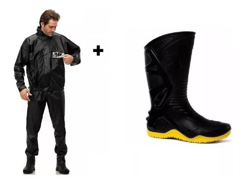 Combo Equipo De Lluvia Moto Pantaneiro Piloto +botas Rpm1240