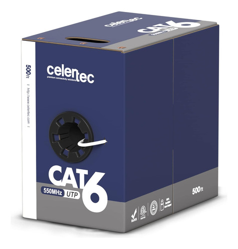 Cable Ethernet Celertec Cat6, 500 Pies, Cobre Desnudo Sólido