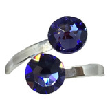 Anillo Xirius Violet, Made With Swarovski, Plata 950