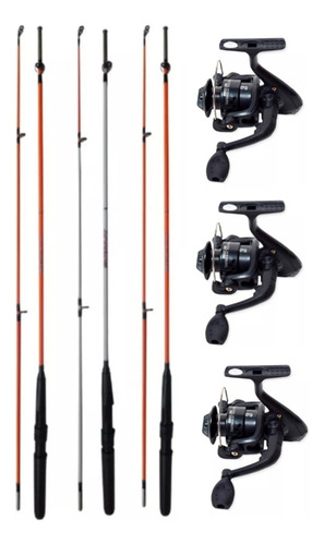 Oferta 3 Equipos Completos Pesca // Caña + Reel + Nylon