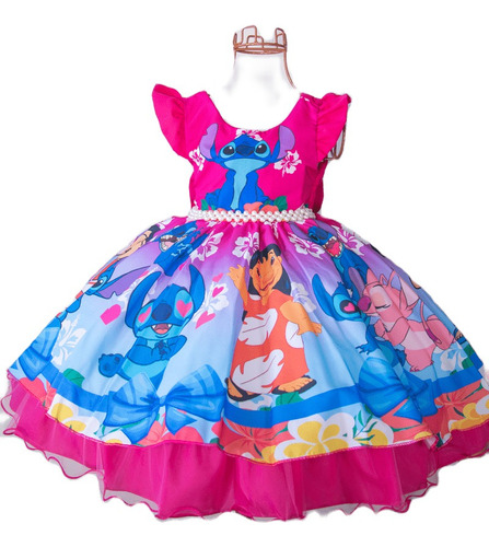 Vestido Infantil Da Lilo E Stitch Luxuoso Mega Promoção!!