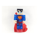 Figura Juguete Muñeco Minecraft Superman Con Capa 12 Cm Luz