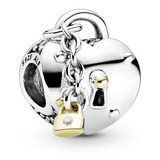 Pandora Dije 799160c01 Two-tone Heart & Lock Charm 