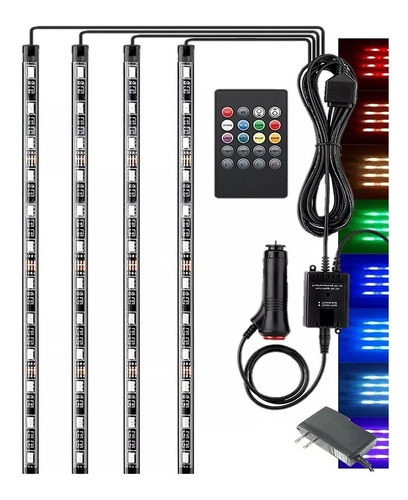 4 Tiras Led 5050 Rgb Audioritmico Eliminador Motos Dj Autos