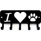 Colgador De Llaves  I Heart Cat Paw  - 9 Pulgadas