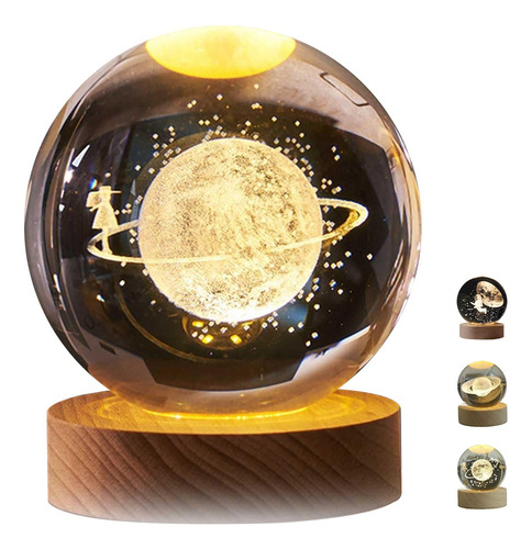 Luminária De Mesa Decorativa Bola De Cristal 3d Estilosa